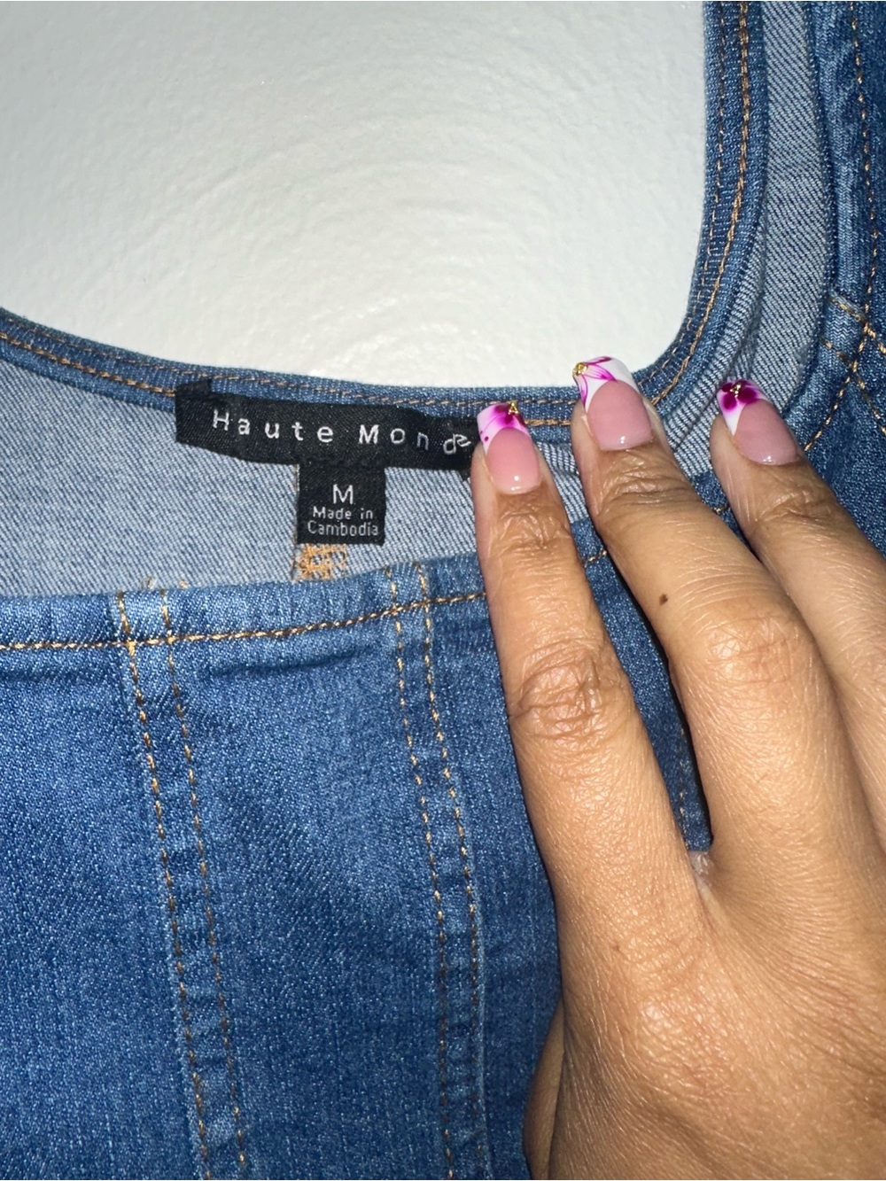 Fashion Nova Blue Denim Square-Neck Midi Dress - Picture 7 of 7